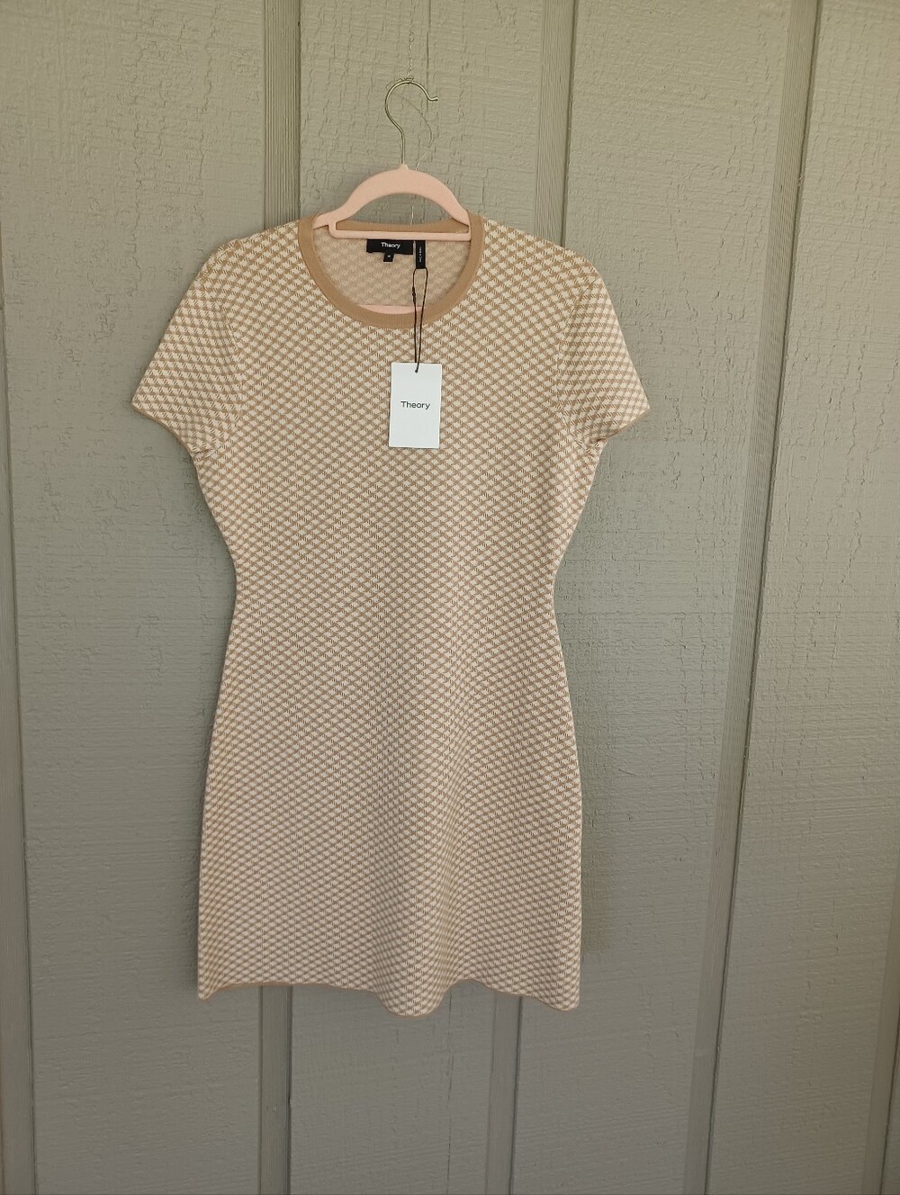 Theory Branteen Short Sleeve Precision Knit Dress Size M Women Preppy Stretch - Picture 1 of 12